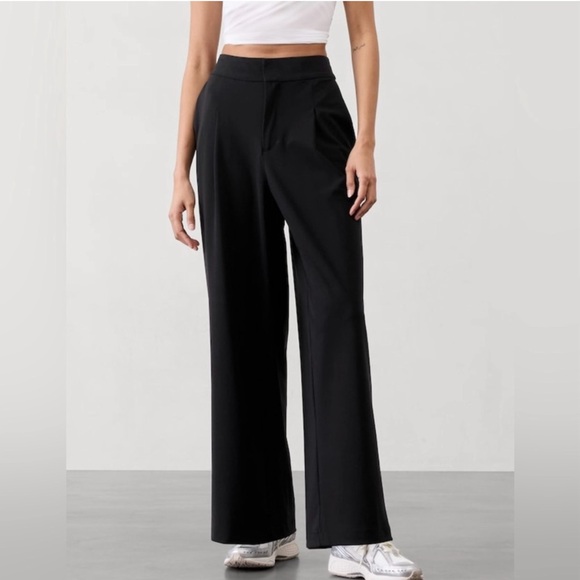 Athleta Pinnacle Trouser Size 8 Black Wide Leg Pants 30” - Picture 1 of 9